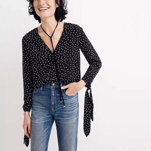 Madewell Silk Star Scatter Tie-Sleeve Top
